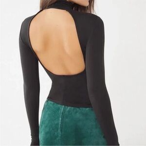 Urban Outfitters Black Turtleneck Long Sleeve Sweater Backless Back Cut Out